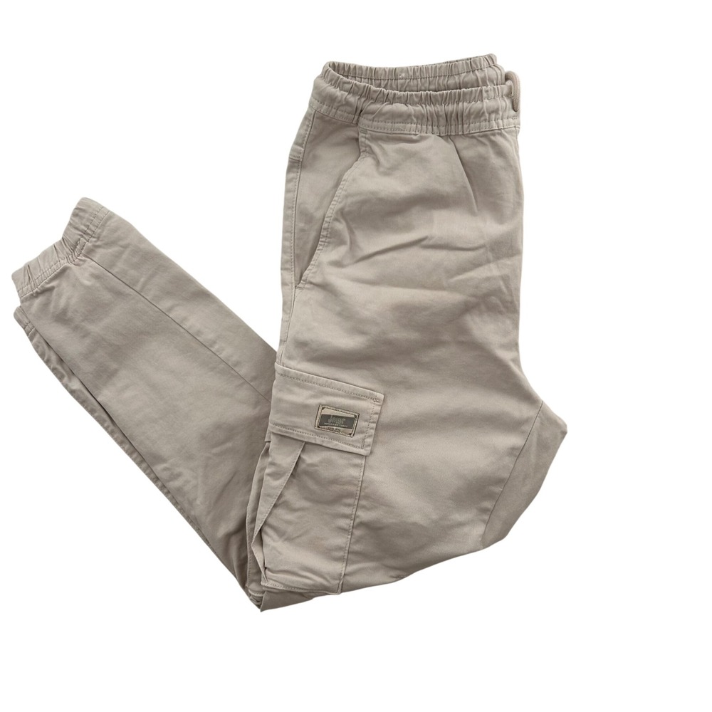 Zara Women Khaki Beige Cargo Jogger Pants Elastic Waist Size S 0108/302/805